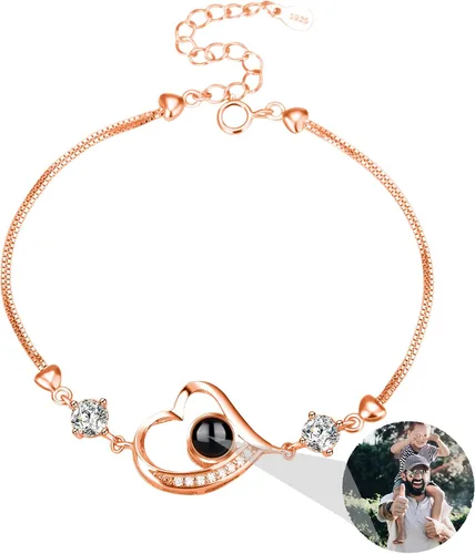 Miniatura 34 de Godchoices Pulsera de fotos personalizada, pulsera de proyección de fotos con imagen en el interior, collar con texto en inglés "I Love You