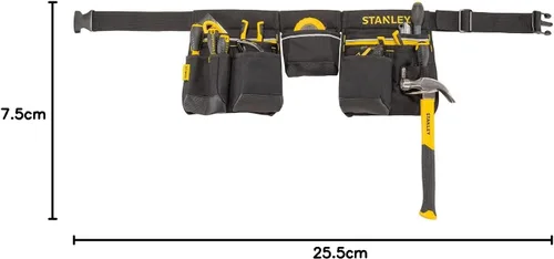 Miniatura 10 de STANLEY Delantal para cinturón de herramientas esenciales, múltiples bolsillos, lazo integrado para martillo, bolsillo de cinta para un fácil