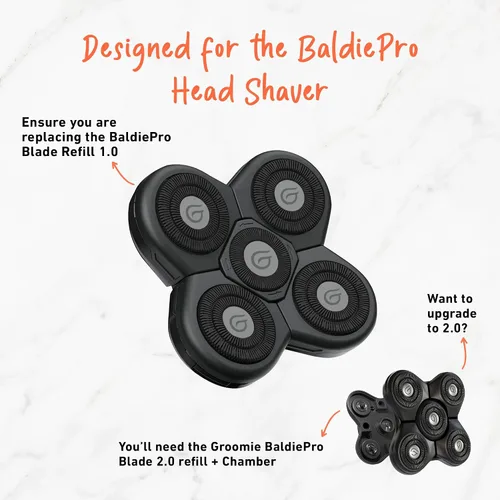 Miniatura 3 de Groomie BaldiePro - Afeitadoras inalámbricas de cabeza calva para hombres, recambio de cuchilla, cabezal de repuesto eléctrico impermeable, cabeza