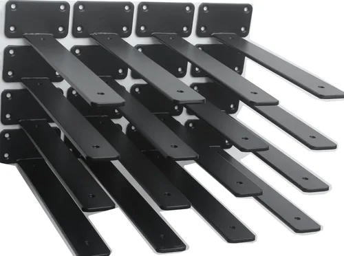Miniatura 71 de Paquete de 2 - Soportes de estante en L ocultos negros de 4 pulgadas (1/5 pulgada de grosor) Soportes de estante flotante de hierro Soportes