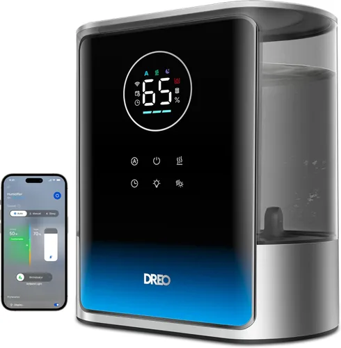 Dreo Humidificador inteligente de 8L para habitación grande, 600 pies cuadrados, HM717S, 80H Runtime Humidificadores de niebla cálida y fría de gran