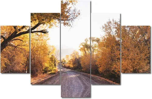 Miniatura 125 de TUMOVO Lienzo decorativo para pared de sala de estar, 5 paneles de naturaleza, Alaska, Estados Unidos, autopista alrededor de montañas, paisaje
