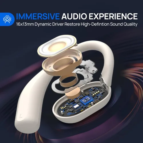 Miniatura 4 de Auriculares de oído abierto, auriculares inalámbricos con ganchos para los oídos, auriculares inalámbricos Bluetooth conducción de aire, ultra