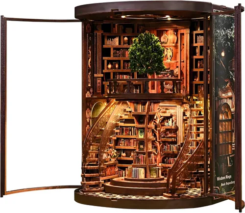 Kits de rincón de libros para adultos, rompecabezas de fantasía 3D, kit de biblioteca con cubierta antipolvo, repositorio de libros de sabiduría,