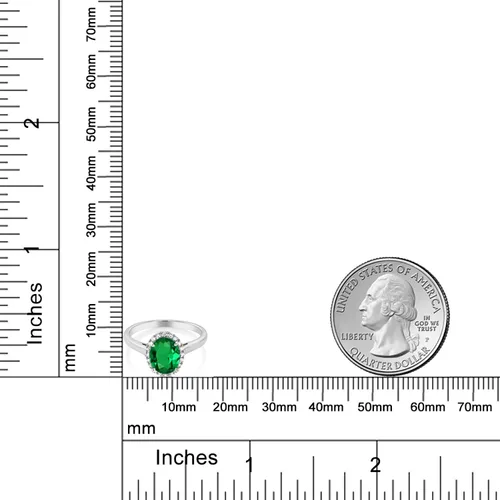 Miniatura 27 de Gem Stone King Anillo de compromiso ovalado de oro blanco de 10 quilates con piedra natal y halo de diamantes Ovalado de 0.354 x 0.276 in Anillo