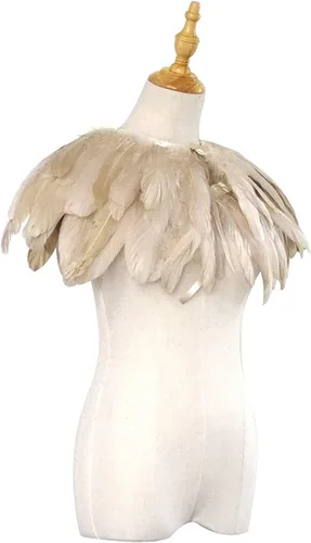 Miniatura 5 de L'VOW Estola de capa de plumas de moda negro blanco beige chal iridiscente