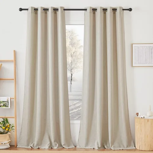 Miniatura 21 de NICETOWN Cortinas de lino traslúcidas con textura de lino de 84 pulgadas de largo, con ojales semitraslúcidos, tratamientos de ventana, privacidad