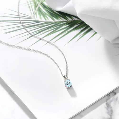Miniatura 95 de Gem Stone King Collar de plata de ley 925 con piedra natal ovalada de 0.354 x 0.276 in Collar con colgante solitario para mujer Con cadena