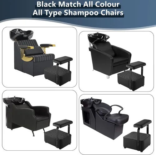 Miniatura 5 de Reposapiés independiente para lavado de espalda, juego de tazón y silla de champú de spa, reposapiés para spa belleza, otomana para estación de Negro