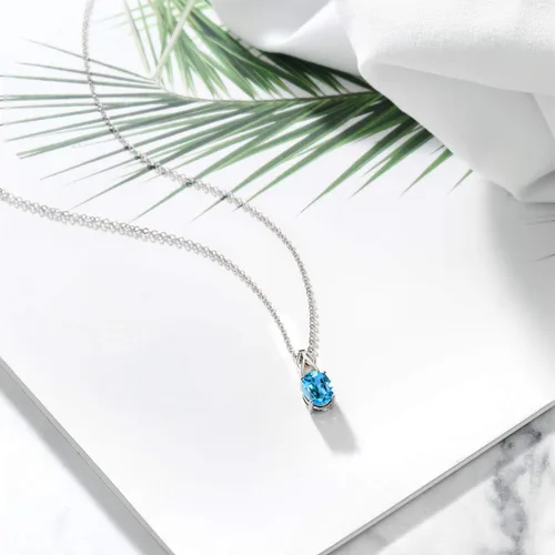 Miniatura 107 de Gem Stone King Collar de plata de ley 925 con piedra natal ovalada de 0.354 x 0.276 in Collar con colgante solitario para mujer Con cadena