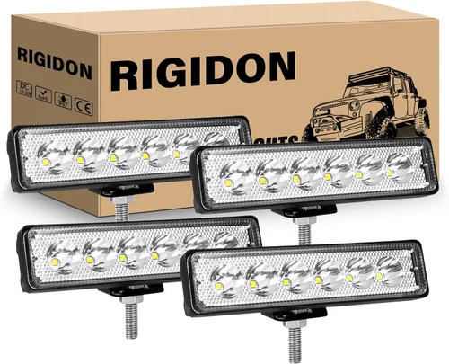 RIGIDON 4 luces antiniebla LED de 18 W, mini spot LED luz de trabajo de una sola fila conducción todoterreno para camioneta ATV UTV 4X4WD carretilla