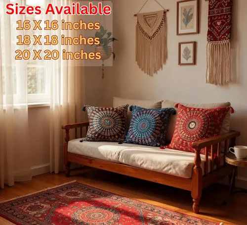 Miniatura 6 de Juego de 5 fundas de almohadas decorativas bohemias - Cojines decorativos de seda para sofá, sillón y cama - Decoración del hogar de inspiración