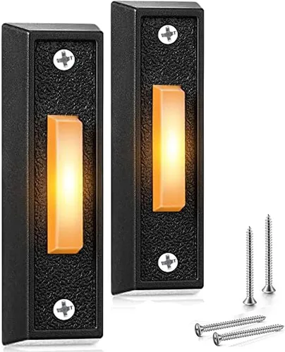 Miniatura 9 de Saillong 1 botón de timbre iluminado, botón de timbre con cable, timbre de repuesto montado en la pared de garaje con luz LED compatible con la luz
