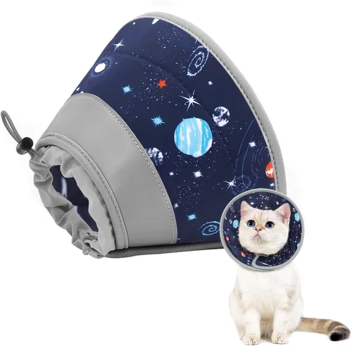 Miniatura 14 de Collar de cono de gato suave para dejar de lamer, ajustable, plegable, ligero, conos para gatitos después de la cirugía, recuperación para gatos