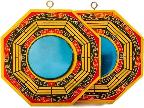 Miniatura 2 de DMtse Juego de 2 espejos Bagua de 4 pulgadas para protección; un espejo cóncavo para protección contra la energía negativa pasiva y un espejo