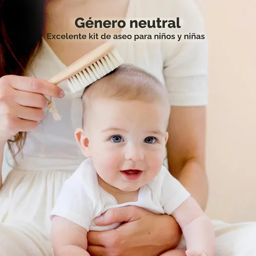 Miniatura 8 de Cepillo de madera para cabello de bebé para niñas y niños, cepillo para cuna, peine de bebé recién nacido, peine de cerdas de cabra suaves para Nogal