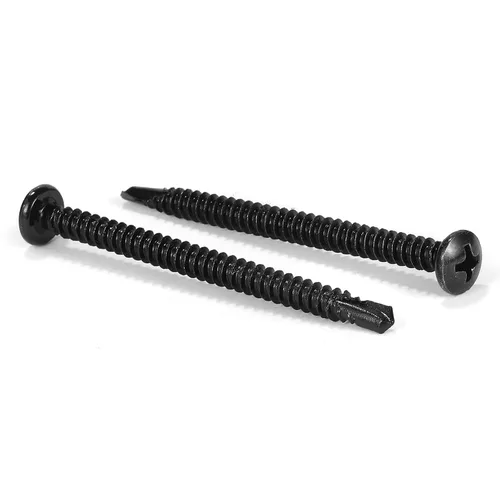 Miniatura 15 de #8 x 1 Tornillos de chapa metálica 100 piezas 410 tornillos Tek de cabeza plana de acero inoxidable Tornillos autorroscantes rápidos Óxido negro por
