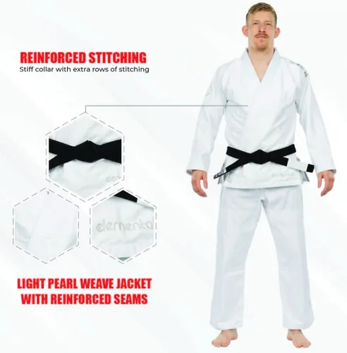Miniatura 4 de FUJI Elemental Brazilian Jiu Jitsu Gi, uniforme BJJ con Pearl WeaveJacket, hecho de mezcla de algodón Fuji