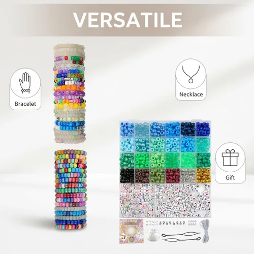Miniatura 5 de HardyGuo - Cuentas de poni de 24 colores con letras para hacer pulseras de amistad, adecuadas para principiantes, como regalo