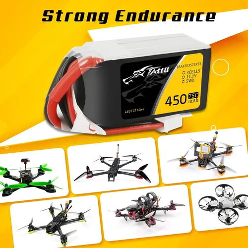 Miniatura 4 de TATTU Batería LiPo de 11.1V 3S 450mAh 75C con enchufe XT30 (2 piezas)