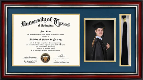 Miniatura 18 de GraduationMall Marco de fotos y diploma negro de 11 x 19 pulgadas para certificado de 8.5 x 11, imagen de 5 x 7, vidrio templado, paspartú doble