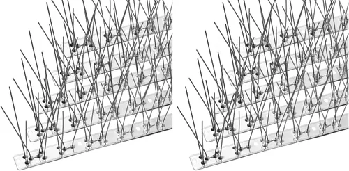 Miniatura 11 de OFFO - Púas de control de aves con base de acero inoxidable, kit de púas de paloma en forma de flecha resistentes para mantener alejadas a las aves