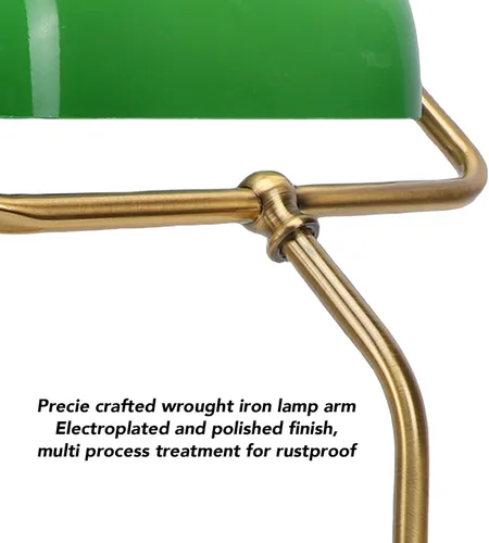 Miniatura 7 de MAVIS LAVEN Vintage Desk Lamp, Emerald Green Glass Bankers Lamp with 350 Rotatable Lampshade and Touch Sensitive Dimming, for Home Office Living