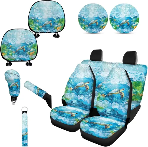Miniatura 43 de Forchrinse Bee - Juego de fundas para asiento delantero y trasero con funda para palanca de cambios de freno de mano, funda para reposacabezas