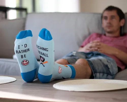 Miniatura 6 de IRISGOD Calcetines de vestir divertidos con texto en inglés I'd Rather Be Funny para hombres y mujeres