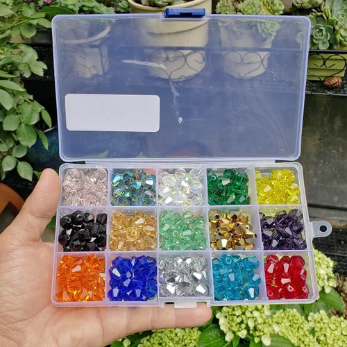 Miniatura 4 de Cuentas de vidrio de bicono de 0.394 pulgadas para hacer joyas, 300 piezas de forma facetada, cuentas espaciadoras de cristal coloridas, surtidos