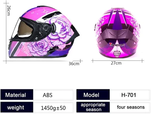 Miniatura 4 de Full Face Motorcycle Helmet DOT Approved Motorbike Moped Street Bike Racing Crash Helmet, Men and Women