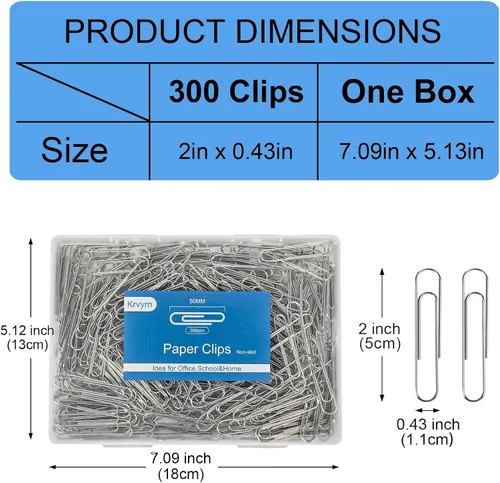 Miniatura 3 de Clips de papel grandes antideslizantes, clips de papel jumbo de 2 pulgadas, 300 piezas de clips de papel metálicos grandes, clips de papel