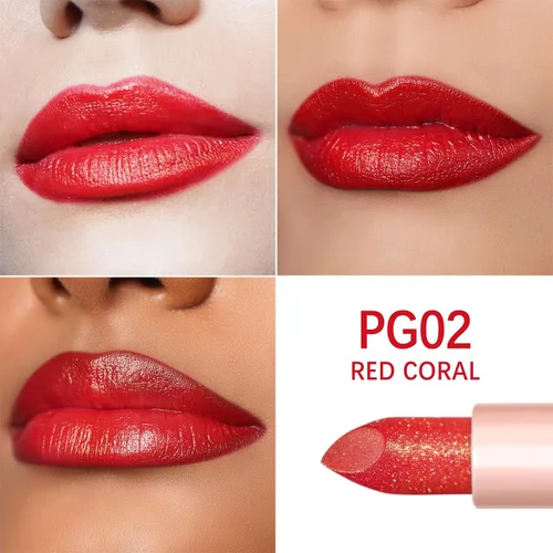 Miniatura 4 de Oulac Lápiz Labial Hidratante Rojo Coral - Bálsamo Labial con Tinte Infundido con Aceite de Rosa de Damasco que Alivia los Labios, Maquillaje