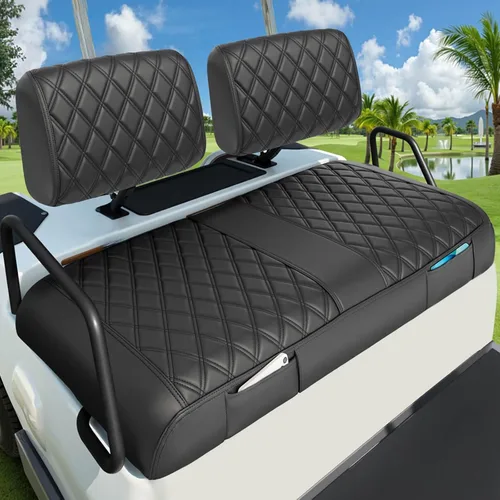 Miniatura 13 de EZGO Fundas de Asiento, Fundas de Asiento de Carrito de Golf para EZGO TXT 1994-2013 y EZGO RXV OEM Asiento Ordinario Cuero Marino Grueso Diamante
