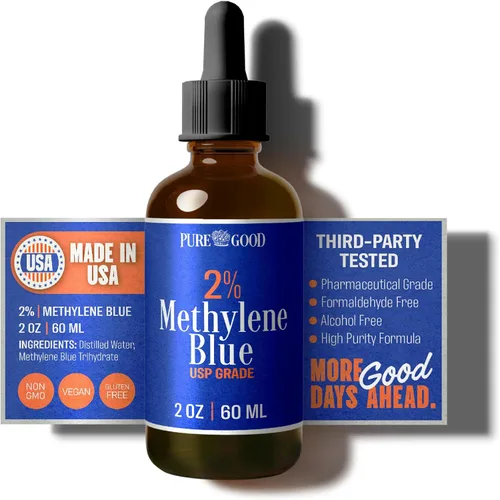 PureGood Azul de metileno 2% líquido – 10 mg por porción de 0.0 fl oz – 2.0 fl oz (2.03 fl oz) – Aproximadamente 120 porciones – Probado por