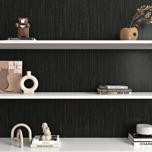Miniatura 6 de Livelynine Papel tapiz texturizado negro y dorado para despegar y pegar, papel adhesivo negro y dorado para gabinetes, encimeras, escritorio