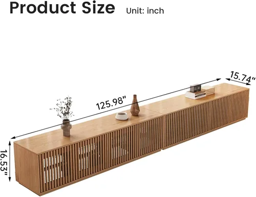 Miniatura 2 de Soporte de TV grande de 2 piezas, centro de entretenimiento con 8 puertas y orificio para cable, consola de TV de 126 pulgadas para sala de estar