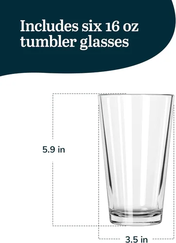 Miniatura 3 de Libbey Bar Essentials - Juego de 6 vasos de estilo moderno de 16 onzas, aptos para lavavajillas, juego de vasos altos para vino, cerveza y cóctel