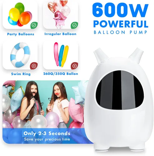 Miniatura 2 de Balloon Pump Electric, SPLAKS Balloons Inflator Air Pump Portable Balloon Blower for Garland Arch, Party Decoration Blanco