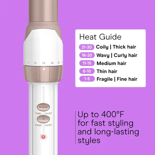 Miniatura 4 de Conair Varita Rizador de Cerámica Doble de 1 Pulgada con Pinza, Produce Olas Impecables, Rizador para Usar en Cabello Mediano y Largo, Rizador
