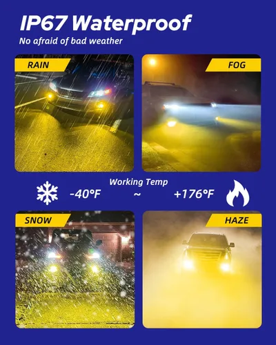 Miniatura 7 de AUTOONE H8 H11 H16 - Focos LED antiniebla o DRL, 3000K amarillo ámbar súper brillante para repuestos de luces antiniebla de automóviles, 50000 horas