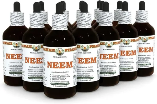 Miniatura 8 de Extracto líquido sin alcohol de Neem, suplemento herbario natural de glicerita de hoja seca de neem orgánico (Azadirachta Indica), Hawaii Pharm, EE.