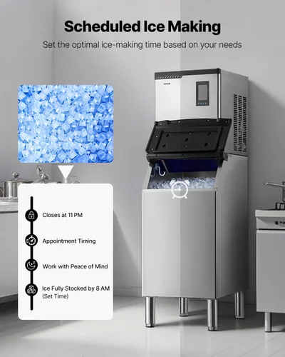 Miniatura 6 de VEVOR Commercial Ice Maker Machine, 300LBS/24H Ice-Making Machine, Ice Maker with 300LBS Stainless Steel Storage Bin, Auto Self-Cleaning, and