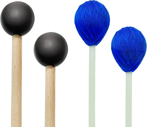 Mallets de tambor, 2 pares de mazos de marimba de goma e hilo, instrumentos de percusión, accesorios para tambor de acero, bajo, platillos,