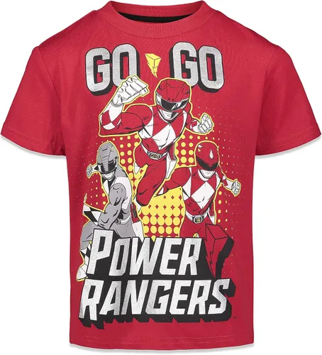Miniatura 2 de Power Rangers Pink Ranger - Paquete de 2 camisetas para niños pequeños y grandes, Dorado, metálico, plateado
