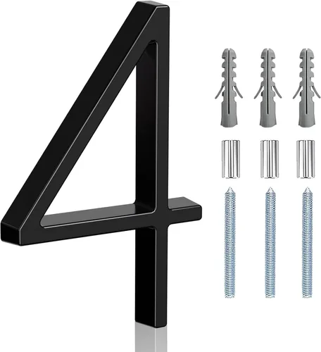 Miniatura 13 de Número de casa flotante de acero inoxidable de 5 pulgadas, números de casa modernos de metal antioxidante con kits de clavos para puerta, jardín