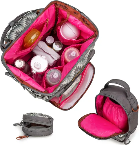 Miniatura 3 de Montana West Wrangler Callie Mochila de Pañales con Estuche para Chupete, Bolsa para Biberón, Conjunto de Bolsa de Viaje Multifuncional para Bebé