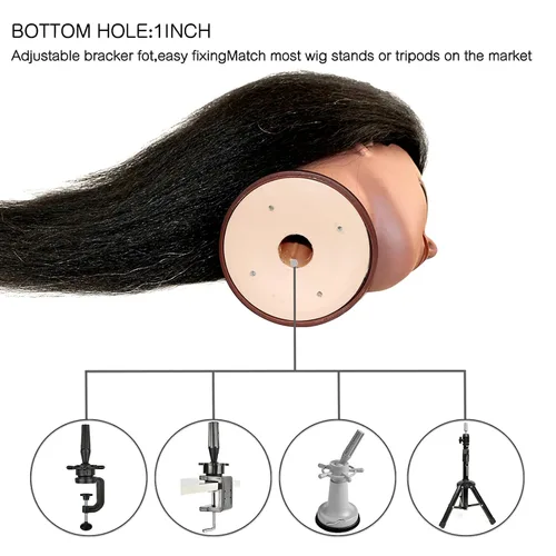 Miniatura 4 de ISHOT - Cabeza de maniquí de cabello humano, 100% cabello humano real, cabeza de entrenamiento de peluquería, cabeza de muñeca, cabeza de práctica