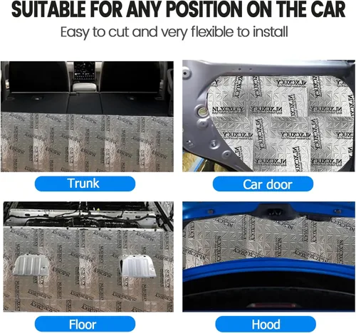 Miniatura 4 de NLXCXUCY 10 Piezas 80mil (2mm) 11 pies cuadrados (1 m²) Alfombrilla de Amortiguación de Sonido para Auto, Aislante de Sonido Automotriz de Butilo