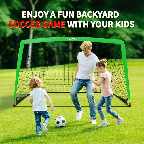 Miniatura 3 de 2 Set Kids Soccer Goals for Backyard with Training Equipment, Portable Foldable Practice Nets with Ball, Dice & Mat, Cones, Air Pump and Carry Bag